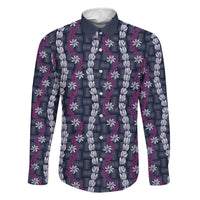 Pikake Maile Tiare Lei Family Matching Long Sleeve Bodycon Dress and Hawaiian Shirt Poni Lauhala Pattern LT01 Daughter's Dress Purple - Polynesian Pride