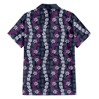 Pikake Maile Tiare Lei Family Matching Puletasi and Hawaiian Shirt Poni Lauhala Pattern LT01 Dad's Shirt - Long Sleeve Purple - Polynesian Pride