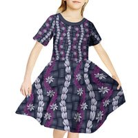 Pikake Maile Tiare Lei Kid Short Sleeve Dress Poni Lauhala Pattern LT01 - Polynesian Pride