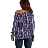 Pikake Maile Tiare Lei Off Shoulder Sweater Poni Lauhala Pattern