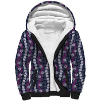 Pikake Maile Tiare Lei Sherpa Hoodie Poni Lauhala Pattern