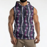 Pikake Maile Tiare Lei Sleeveless Hoodie Poni Lauhala Pattern