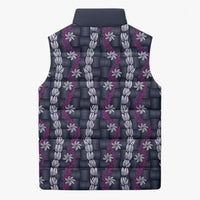 Pikake Maile Tiare Lei Sleeveless Puffer Jacket Poni Lauhala Pattern