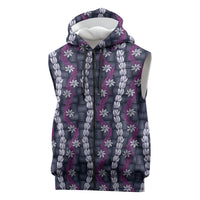 Pikake Maile Tiare Lei Sleeveless Zip Hoodie Poni Lauhala Pattern