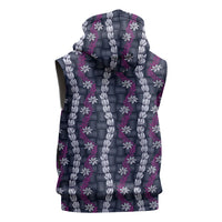 Pikake Maile Tiare Lei Sleeveless Zip Hoodie Poni Lauhala Pattern