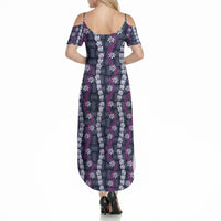 Pikake Maile Tiare Lei Summer Maxi Dress Poni Lauhala Pattern LT01 - Polynesian Pride
