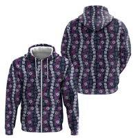Pikake Maile Tiare Lei Zip Hoodie Poni Lauhala Pattern