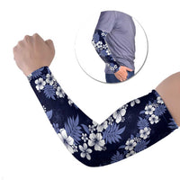 Hawaiian Hibiscus Tribal Floral Blue Arm Sleeves Polynesian Tapa Pattern LT01 Set of 2 Blue - Polynesian Pride