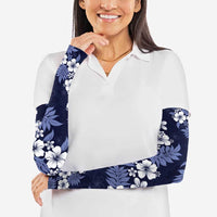 Hawaiian Hibiscus Tribal Floral Blue Arm Sleeves Polynesian Tapa Pattern LT01 - Polynesian Pride
