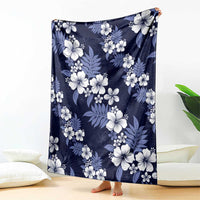 Hawaiian Hibiscus Tribal Floral Blue Blanket Polynesian Tapa Pattern - Polynesian Pride