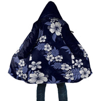 Hawaiian Hibiscus Tribal Floral Blue Cloak Polynesian Tapa Pattern - Polynesian Pride