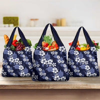 Hawaiian Hibiscus Tribal Floral Blue Grocery Bag Polynesian Tapa Pattern LT01 3-pack One Size Blue - Polynesian Pride