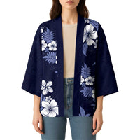 Hawaiian Hibiscus Tribal Floral Blue Kimono Polynesian Tapa Pattern - Polynesian Pride