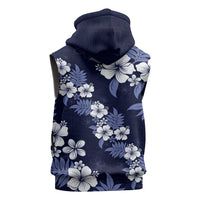 Hawaiian Hibiscus Tribal Floral Blue Sleeveless Zip Hoodie Polynesian Tapa Pattern LT01 - Polynesian Pride