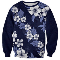 Hawaiian Hibiscus Tribal Floral Blue Sweatshirt Polynesian Tapa Pattern LT01 Unisex Blue - Polynesian Pride