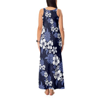 Hawaiian Hibiscus Tribal Floral Blue Tank Maxi Dress Polynesian Tapa Pattern - Polynesian Pride