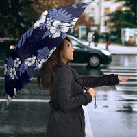 Hawaiian Hibiscus Tribal Floral Blue Umbrella Polynesian Tapa Pattern - Polynesian Pride