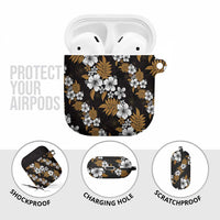 Hawaiian Hibiscus Tribal Floral Brown AirPods Case Polynesian Tapa Pattern LT01 - Polynesian Pride