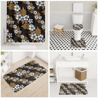 Hawaiian Hibiscus Tribal Floral Brown Bathroom Set Polynesian Tapa Pattern - Polynesian Pride
