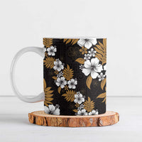 Hawaiian Hibiscus Tribal Floral Brown Ceramic Mug Polynesian Tapa Pattern - Polynesian Pride