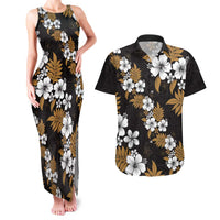 Hawaiian Hibiscus Tribal Floral Brown Couples Matching Tank Maxi Dress and Hawaiian Shirt Polynesian Tapa Pattern LT01 Brown - Polynesian Pride