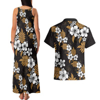 Hawaiian Hibiscus Tribal Floral Brown Couples Matching Tank Maxi Dress and Hawaiian Shirt Polynesian Tapa Pattern LT01 - Polynesian Pride