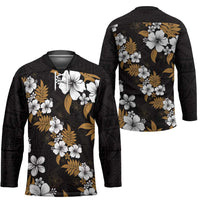 Hawaiian Hibiscus Tribal Floral Brown Hockey Jersey Polynesian Tapa Pattern LT01 - Polynesian Pride