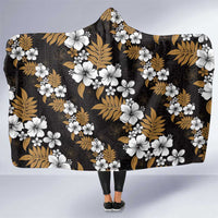 Hawaiian Hibiscus Tribal Floral Brown Hooded Blanket Polynesian Tapa Pattern - Polynesian Pride