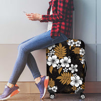 Hawaiian Hibiscus Tribal Floral Brown Luggage Cover Polynesian Tapa Pattern - Polynesian Pride
