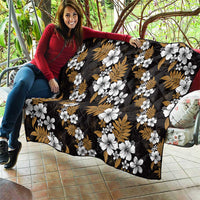 Hawaiian Hibiscus Tribal Floral Brown Quilt Polynesian Tapa Pattern - Polynesian Pride