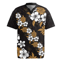 Hawaiian Hibiscus Tribal Floral Brown Rugby Jersey Polynesian Tapa Pattern LT01 Brown - Polynesian Pride
