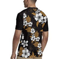 Hawaiian Hibiscus Tribal Floral Brown Rugby Jersey Polynesian Tapa Pattern LT01 - Polynesian Pride