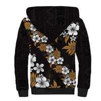 Hawaiian Hibiscus Tribal Floral Brown Sherpa Hoodie Polynesian Tapa Pattern LT01 - Polynesian Pride
