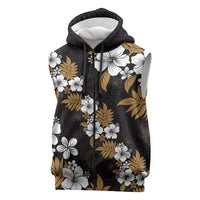 Hawaiian Hibiscus Tribal Floral Brown Sleeveless Zip Hoodie Polynesian Tapa Pattern LT01 Brown - Polynesian Pride