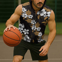 Hawaiian Hibiscus Tribal Floral Brown Sleeveless Zip Hoodie Polynesian Tapa Pattern LT01 - Polynesian Pride