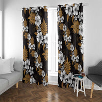 Hawaiian Hibiscus Tribal Floral Brown Window Curtain Polynesian Tapa Pattern LT01 With Grommets Brown - Polynesian Pride