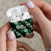 Hawaiian Hibiscus Tribal Floral Green AirPods Case Polynesian Tapa Pattern - Polynesian Pride