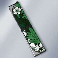 Hawaiian Hibiscus Tribal Floral Green Auto Sun Shade Polynesian Tapa Pattern - Polynesian Pride