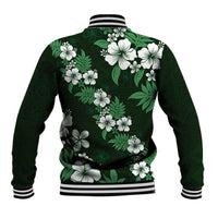 Hawaiian Hibiscus Tribal Floral Green Baseball Jacket Polynesian Tapa Pattern LT01 - Polynesian Pride