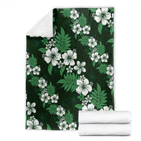 Hawaiian Hibiscus Tribal Floral Green Blanket Polynesian Tapa Pattern - Polynesian Pride