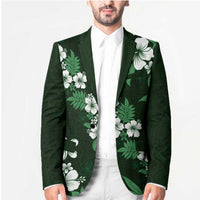Hawaiian Hibiscus Tribal Floral Green Blazer Polynesian Tapa Pattern - Polynesian Pride