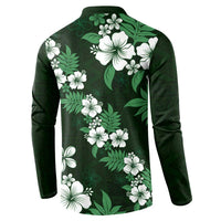 Hawaiian Hibiscus Tribal Floral Green Button Sweatshirt Polynesian Tapa Pattern LT01 - Polynesian Pride