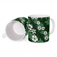 Hawaiian Hibiscus Tribal Floral Green Ceramic Mug Polynesian Tapa Pattern - Polynesian Pride