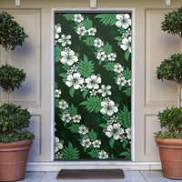Hawaiian Hibiscus Tribal Floral Green Door Cover Polynesian Tapa Pattern - Polynesian Pride