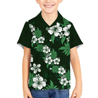 Hawaiian Hibiscus Tribal Floral Green Family Matching Short Sleeve Bodycon Dress and Hawaiian Shirt Polynesian Tapa Pattern LT01 Son's Shirt Green - Polynesian Pride