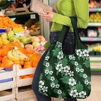 Hawaiian Hibiscus Tribal Floral Green Grocery Bag Polynesian Tapa Pattern LT01 - Polynesian Pride