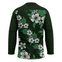 Hawaiian Hibiscus Tribal Floral Green Hockey Jersey Polynesian Tapa Pattern LT01 - Polynesian Pride