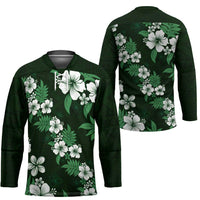Hawaiian Hibiscus Tribal Floral Green Hockey Jersey Polynesian Tapa Pattern LT01 - Polynesian Pride