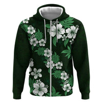 Hawaiian Hibiscus Tribal Floral Green Hoodie Polynesian Tapa Pattern - Polynesian Pride