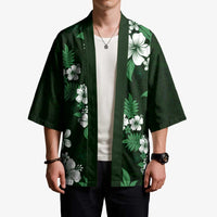 Hawaiian Hibiscus Tribal Floral Green Kimono Polynesian Tapa Pattern - Polynesian Pride
